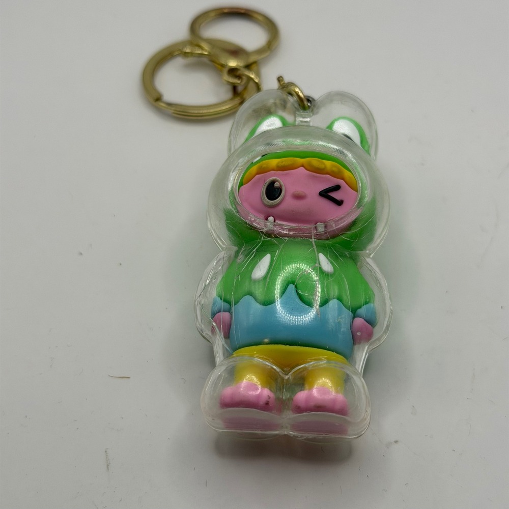 Pop Mart Labubu The Monsters Frog Hoodie Vinyl Figure Keychain Green Pink V15